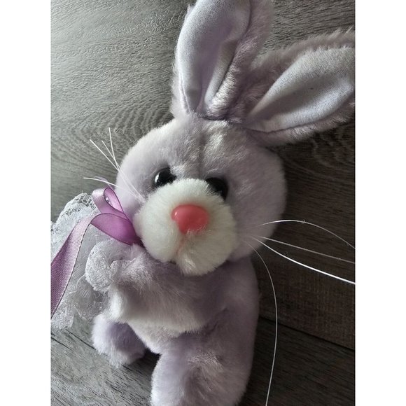 Vintage PBC International Bunny Rabbit Plush Stuffed Animal 7" Purple Easter - Picture 4 of 9